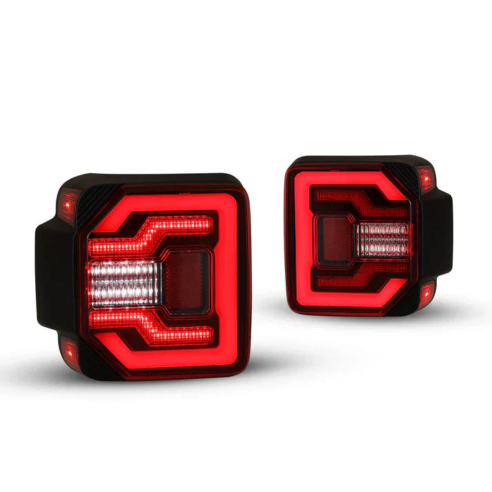 Winjet 2018-2025 Jeep Wrangler JL & JLU LED Sequential Taillights - Black / Red