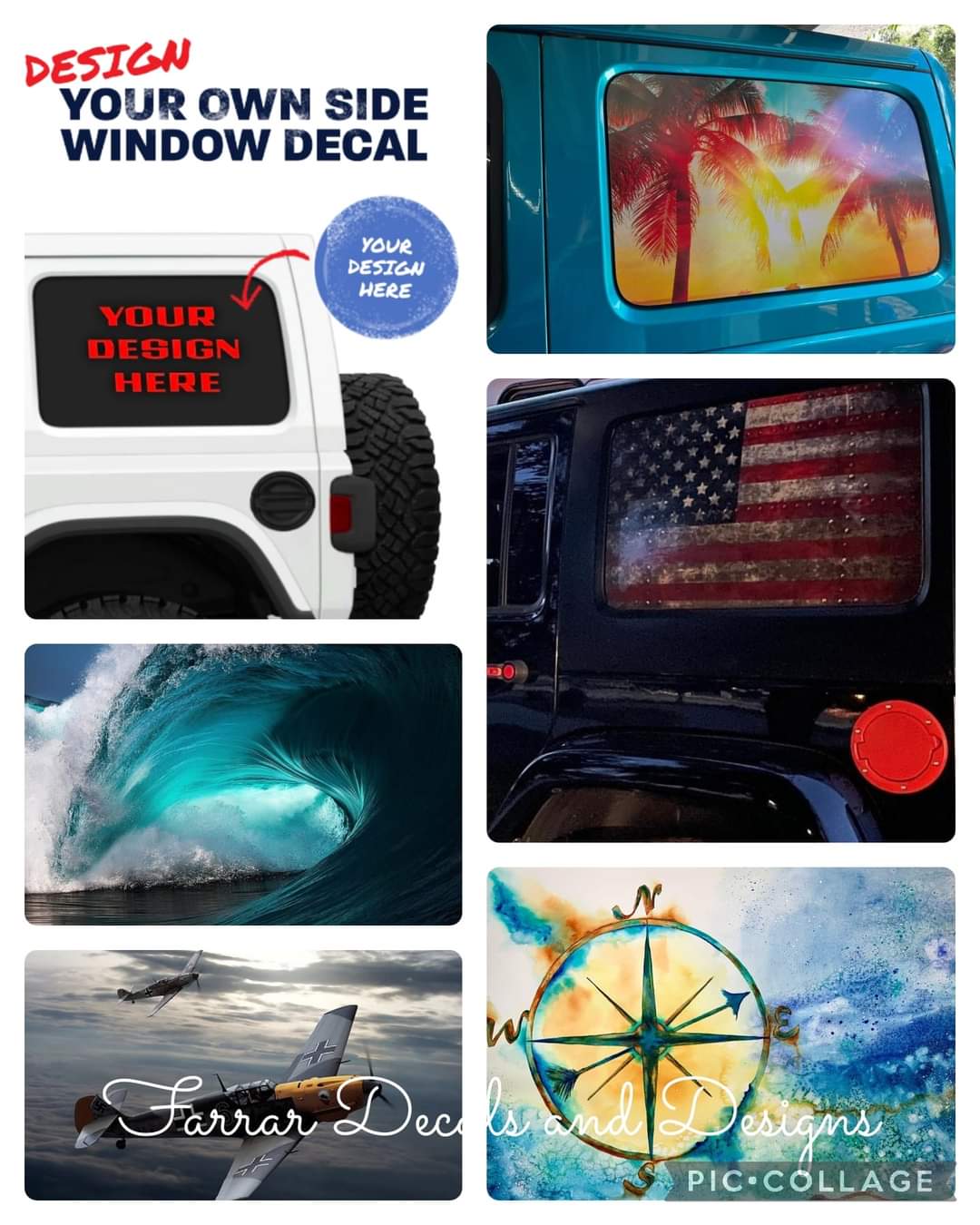 Custom Personalized Perforated See-Thru Window Decal Set