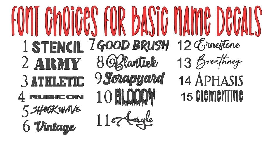 Custom designed Jeep hood name decal set