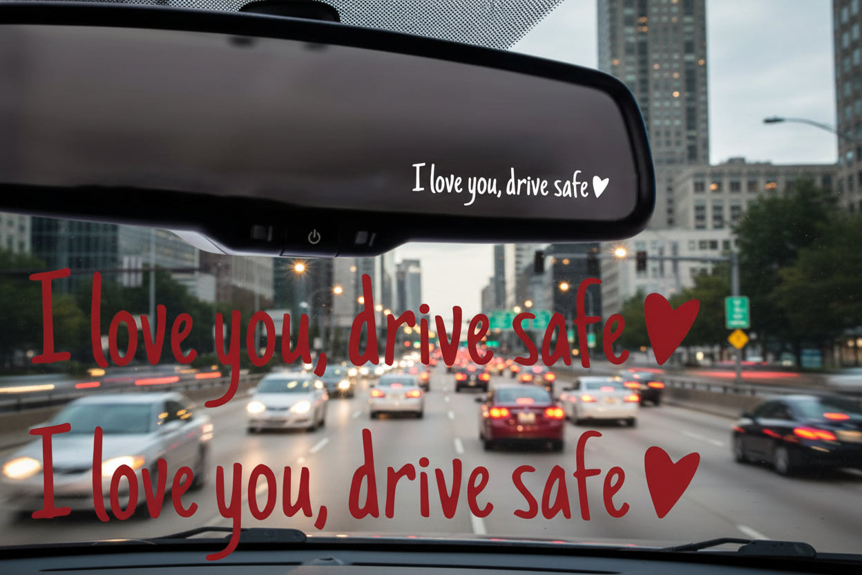 I love you, drive safe mirror decal