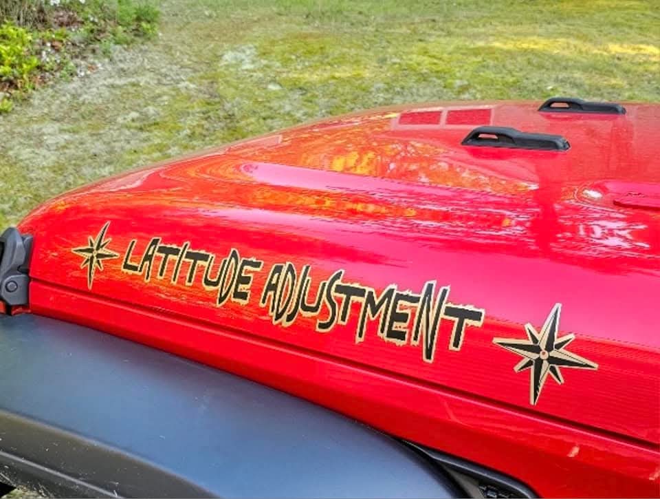 Custom designed Jeep hood name decal set