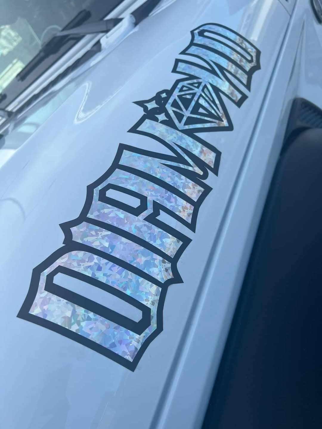 Custom designed Jeep hood name decal set