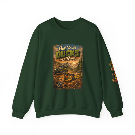 Get Your Ducks in a Row Crewneck Sweatshirt — Vintage Hunting & Outdoors Graphic
