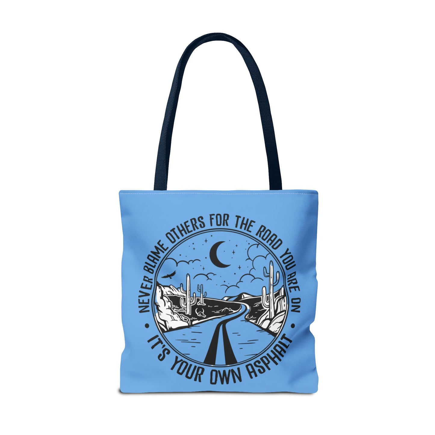 Desert Night Tote — "Never Blame Others for the Road" Inspirational Canvas Bag
