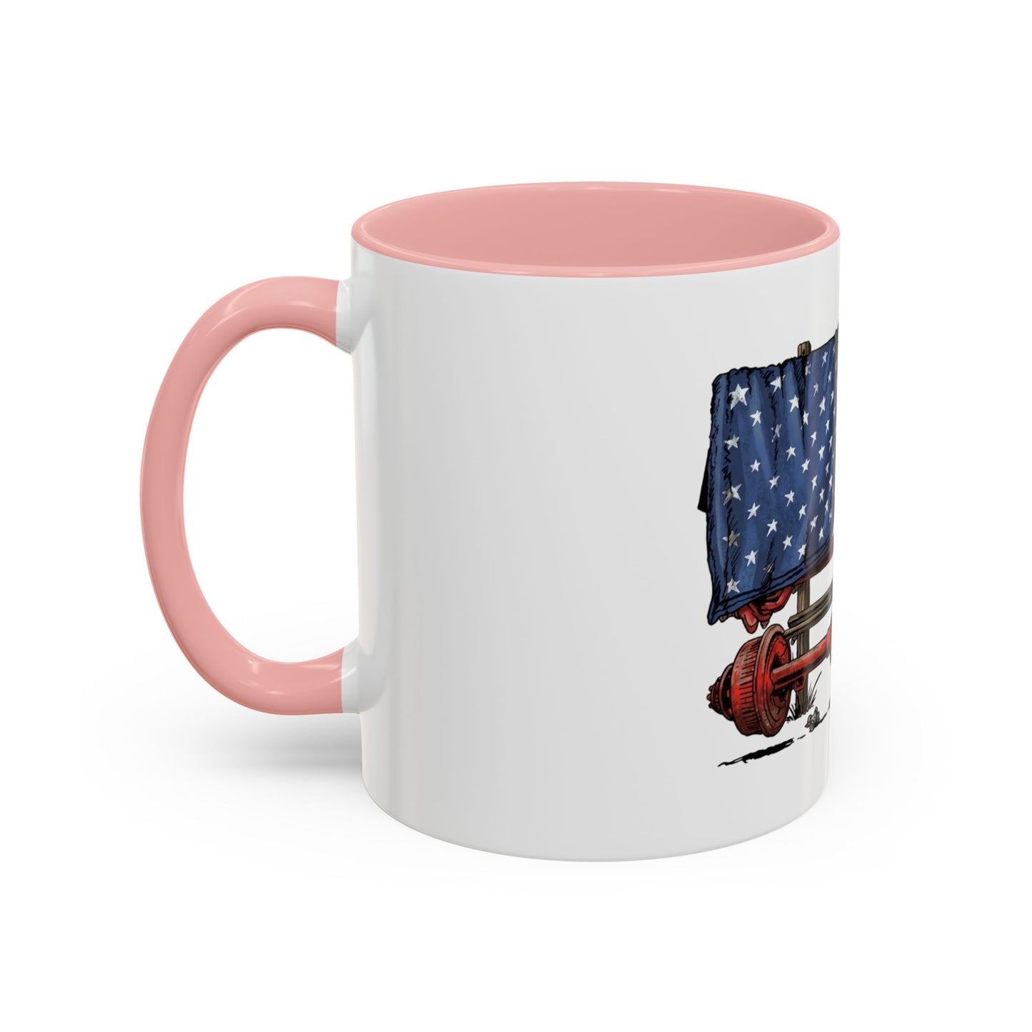 American Flag Swing-Arm Accent Coffee Mug — Patriotic Axles Design (11/15oz)