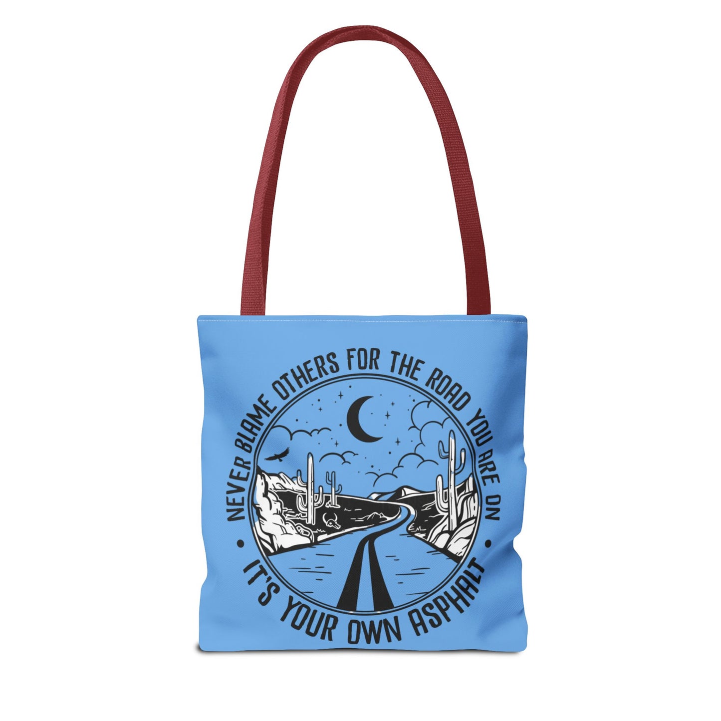 Desert Night Tote — "Never Blame Others for the Road" Inspirational Canvas Bag
