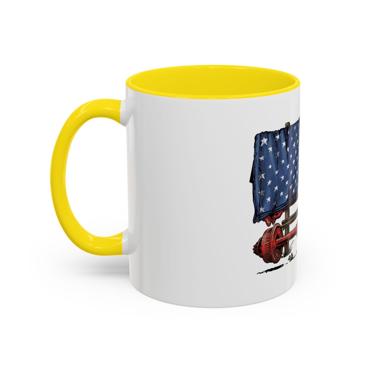 American Flag Swing-Arm Accent Coffee Mug — Patriotic Axles Design (11/15oz)