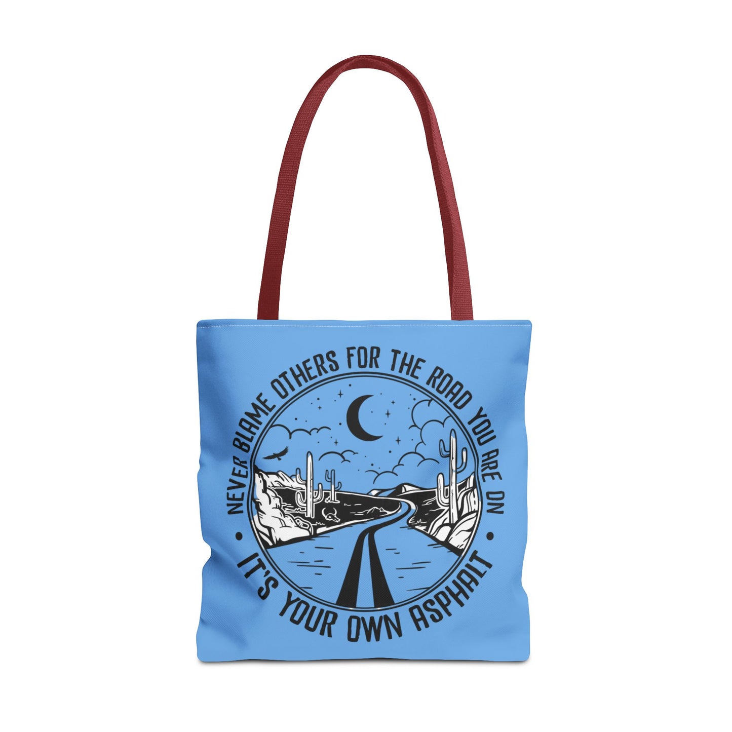 Desert Night Tote — "Never Blame Others for the Road" Inspirational Canvas Bag