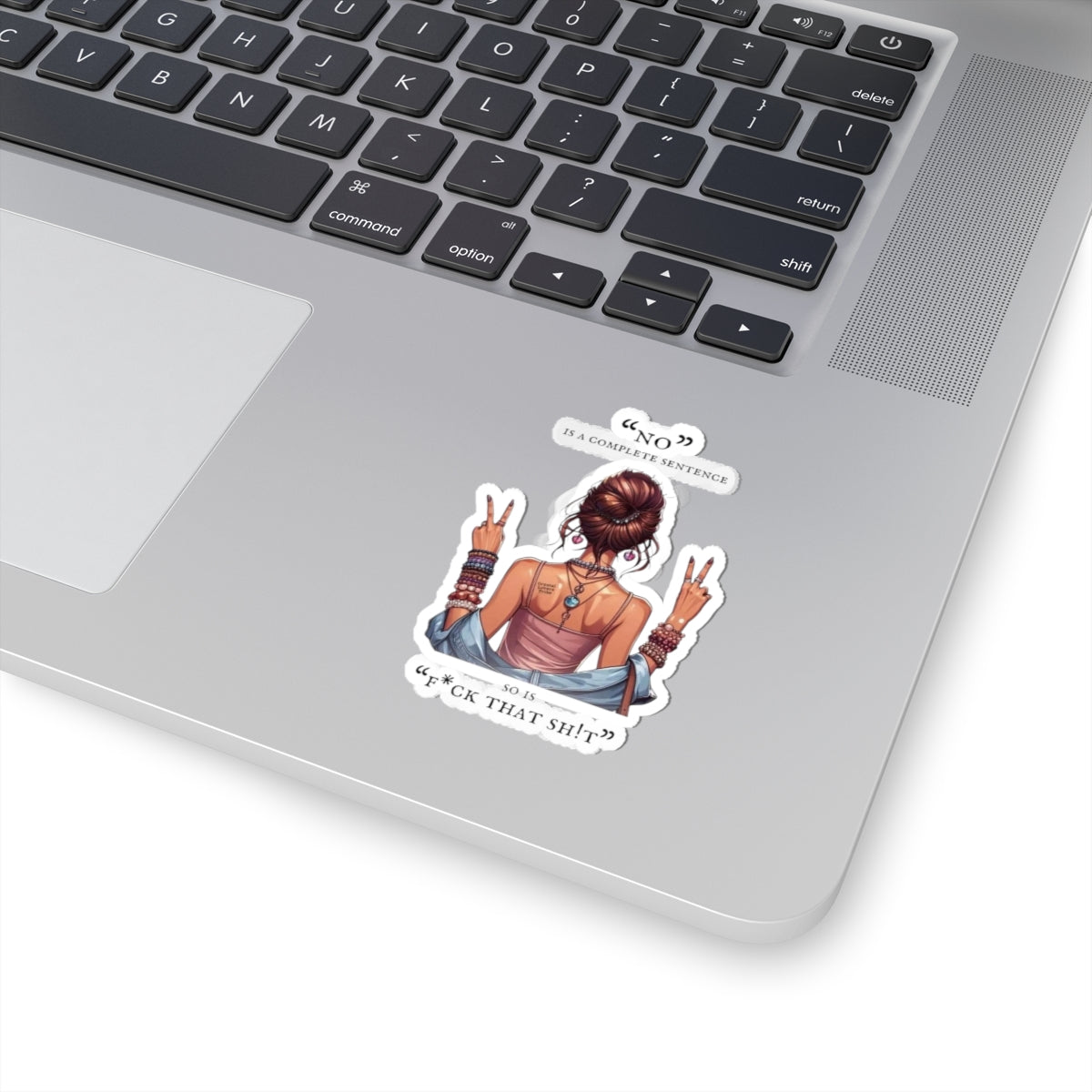 Kiss-Cut Sticker — “No” Is a Complete Sentence / Peace Sign Girl Sticker