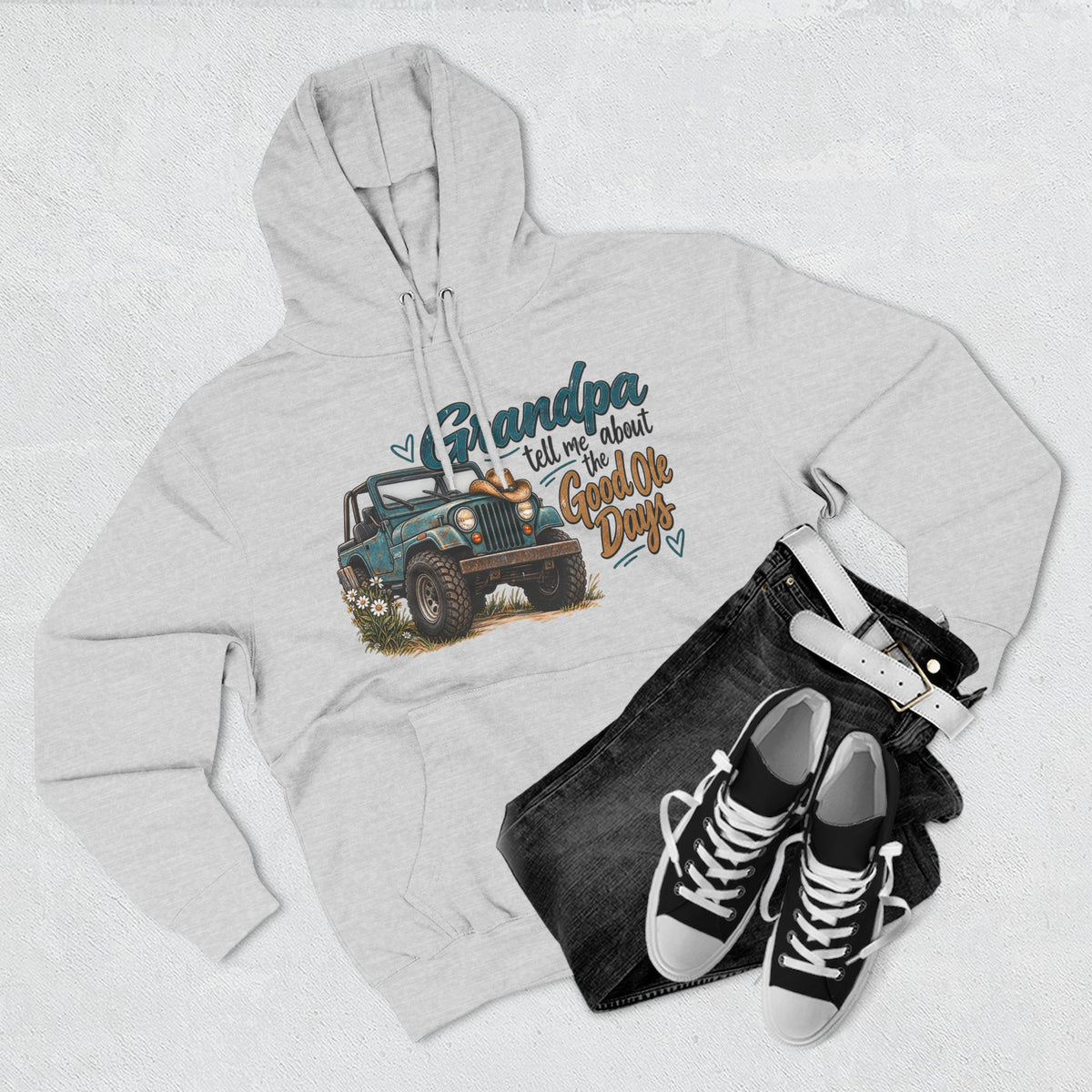 Grandpa Jeep Hoodie - "Grandpa Tell Me About The Good Ole Days" Vintage  Pullover