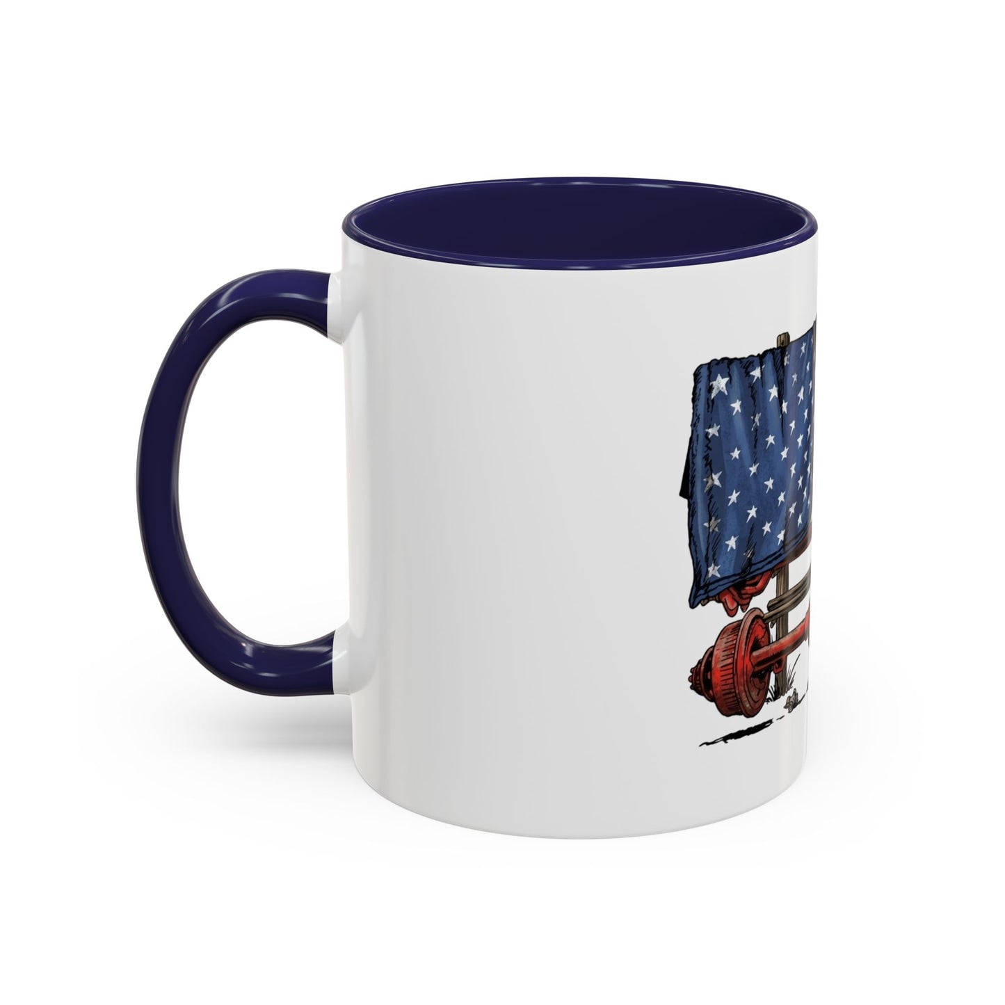 American Flag Swing-Arm Accent Coffee Mug — Patriotic Axles Design (11/15oz)