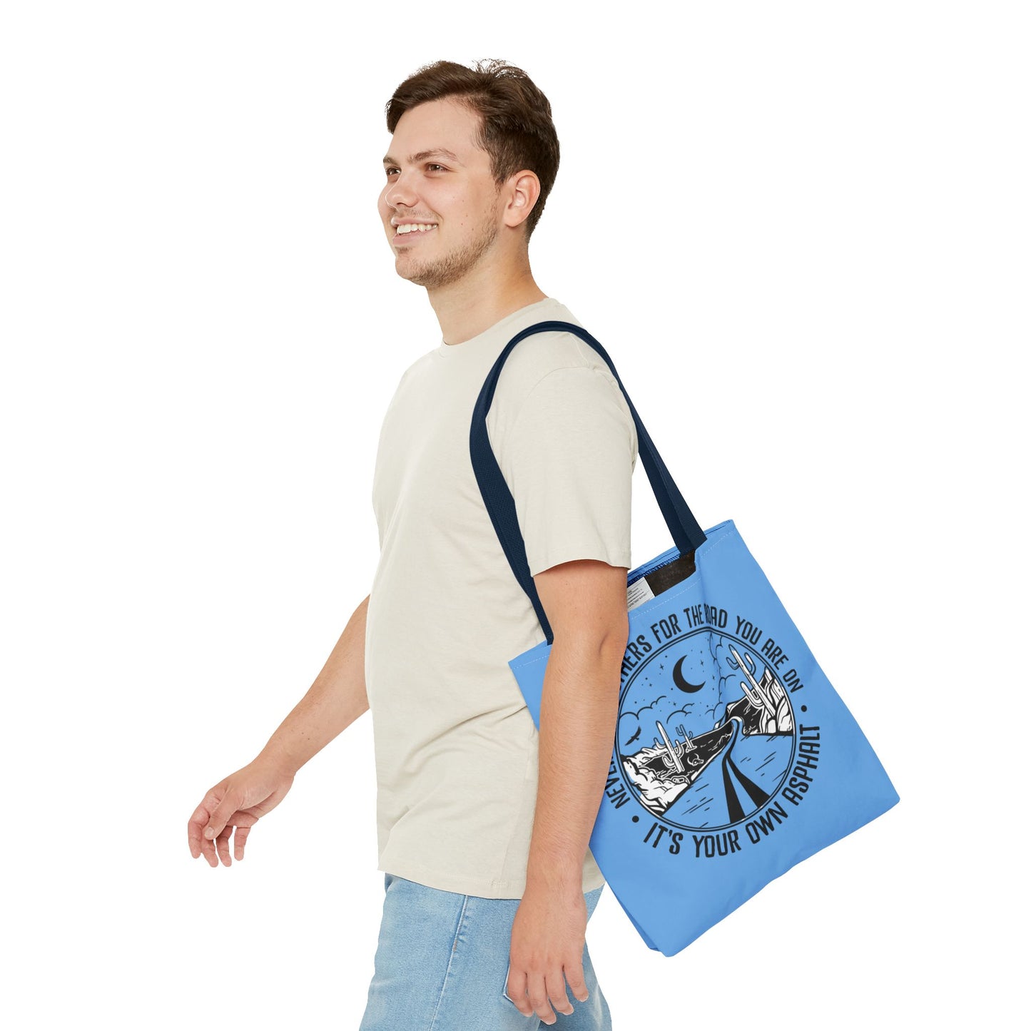 Desert Night Tote — "Never Blame Others for the Road" Inspirational Canvas Bag
