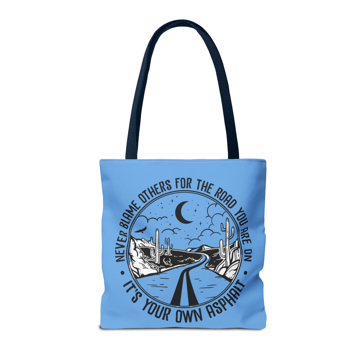 Desert Night Tote — "Never Blame Others for the Road" Inspirational Canvas Bag