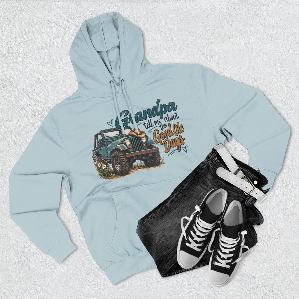 Grandpa Jeep Hoodie - "Grandpa Tell Me About The Good Ole Days" Vintage  Pullover
