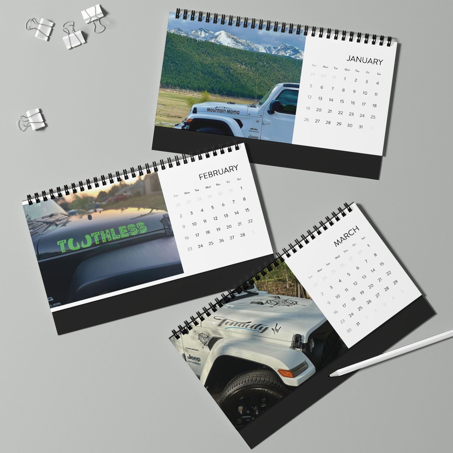 2025 Desk Calendar with Scenic Vehicle Images