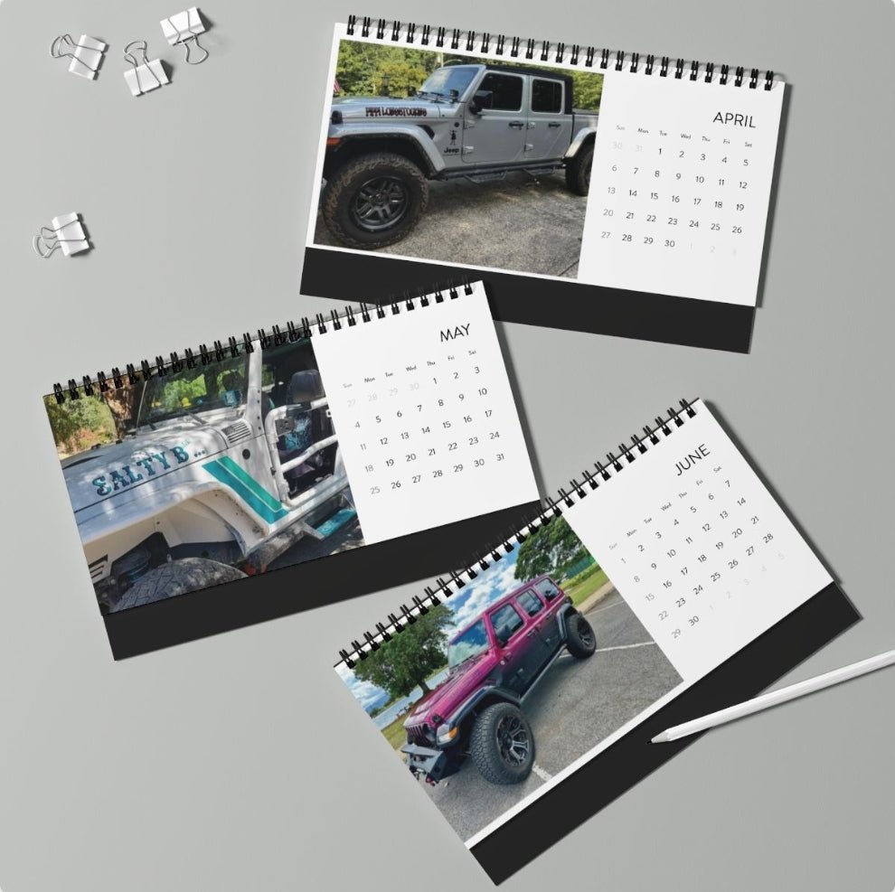 2025 Desk Calendar with Scenic Vehicle Images