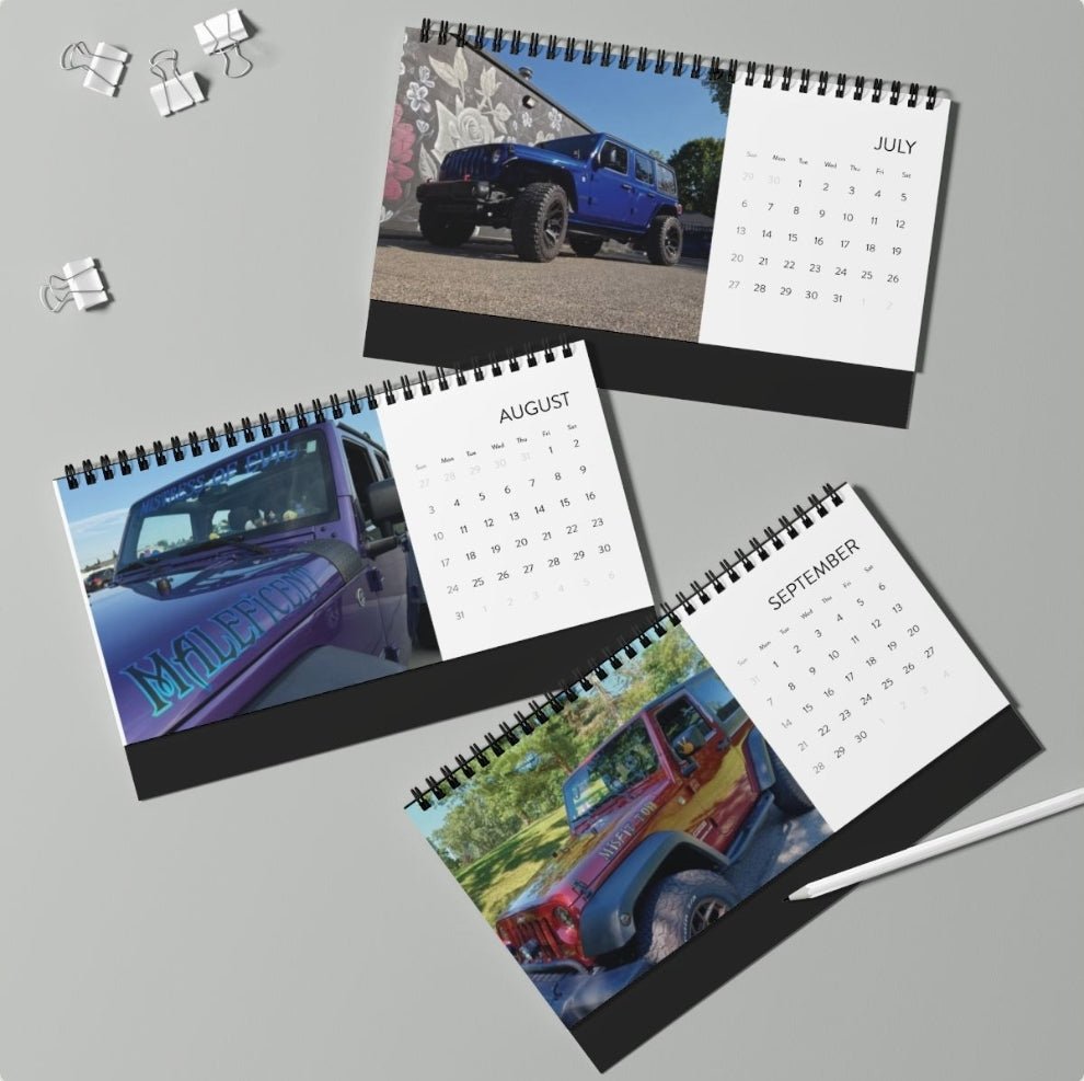 2025 Desk Calendar with Scenic Vehicle Images