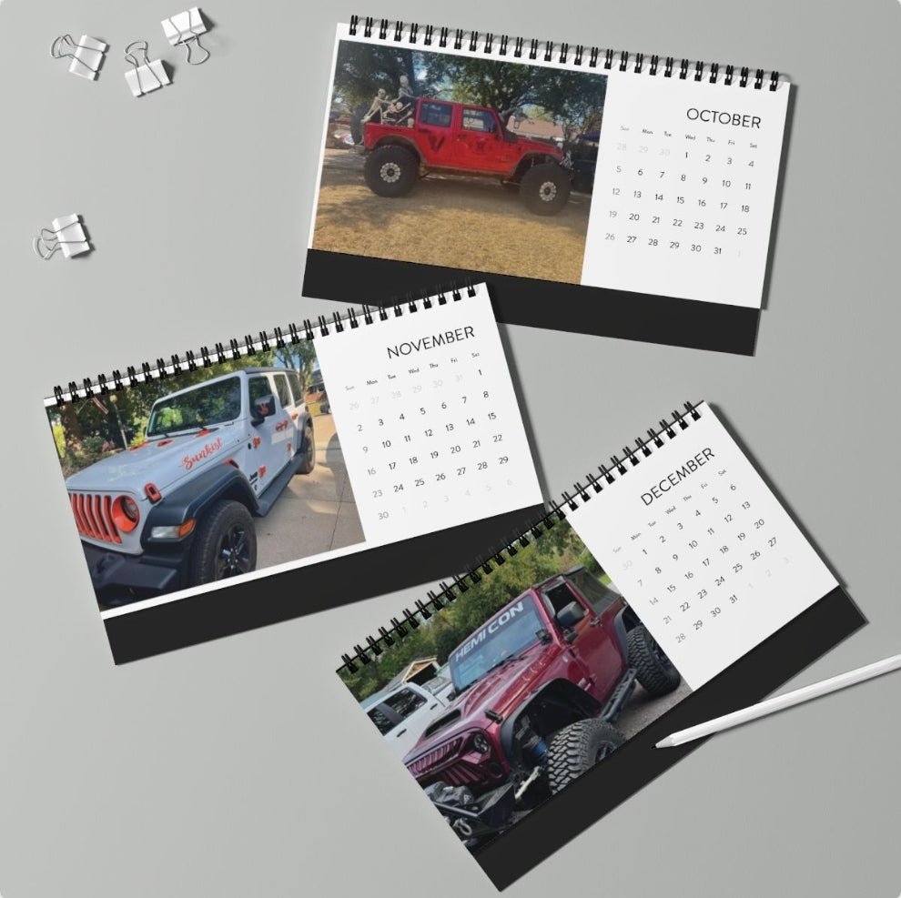 2025 Desk Calendar with Scenic Vehicle Images