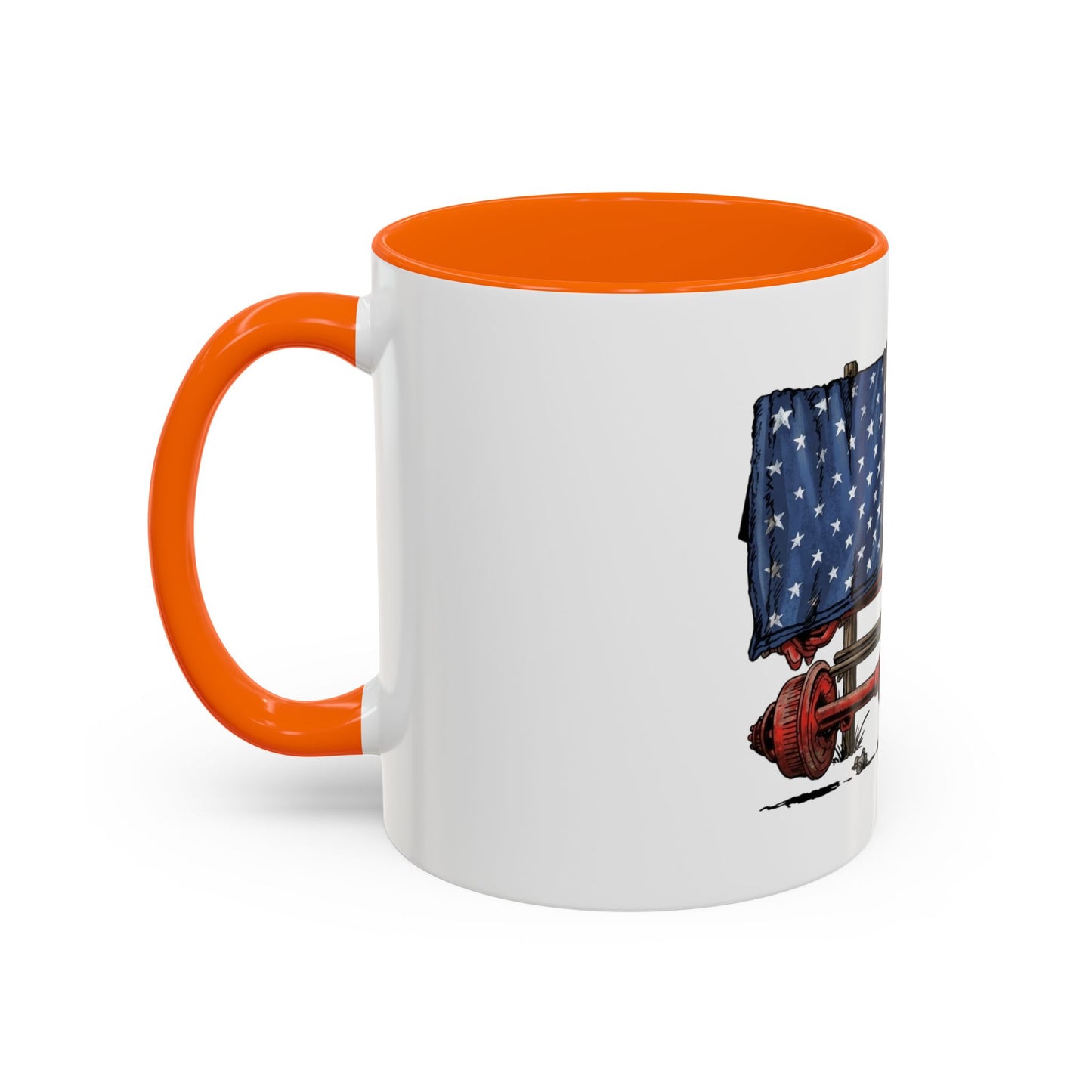 American Flag Swing-Arm Accent Coffee Mug — Patriotic Axles Design (11/15oz)