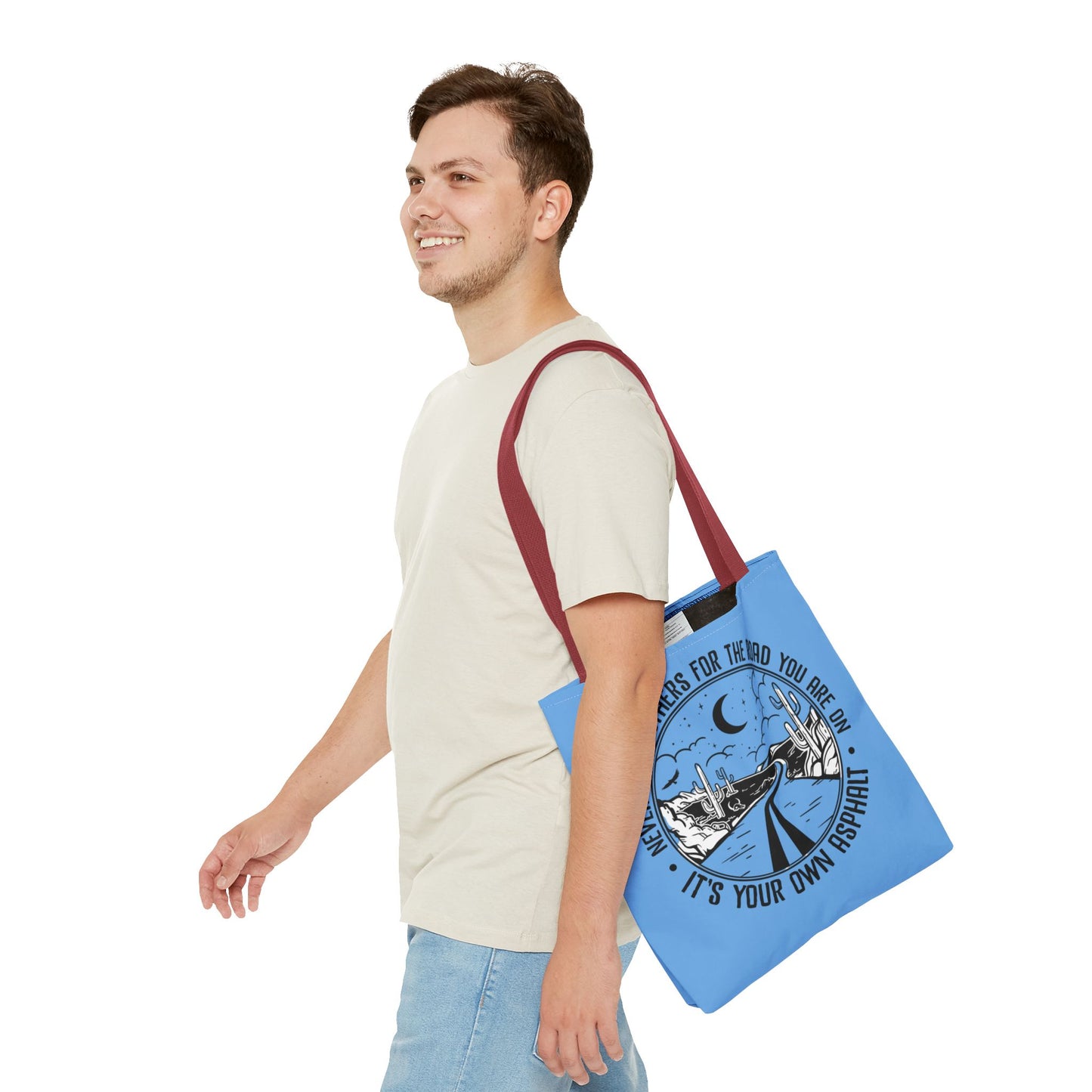 Desert Night Tote — "Never Blame Others for the Road" Inspirational Canvas Bag