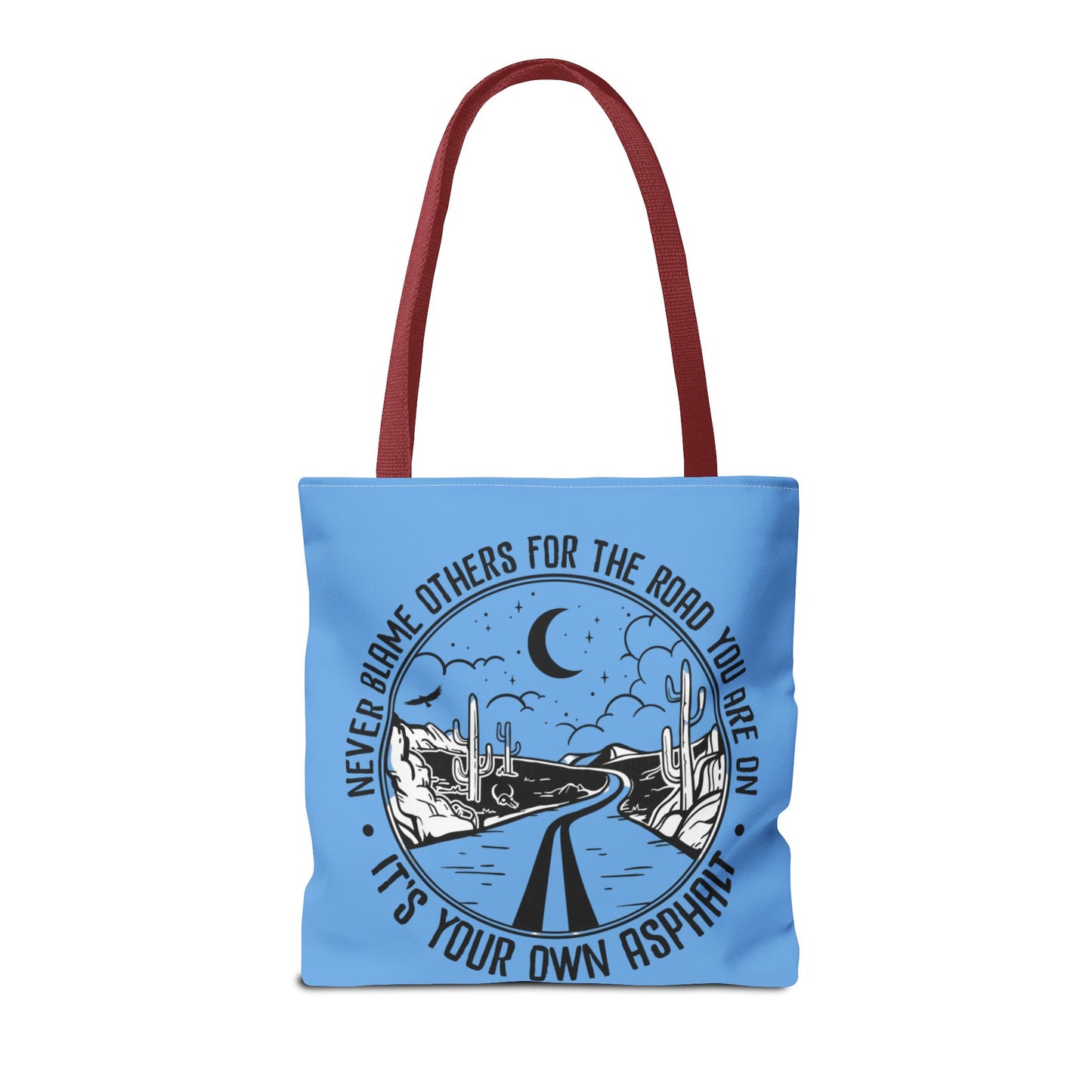 Desert Night Tote — "Never Blame Others for the Road" Inspirational Canvas Bag