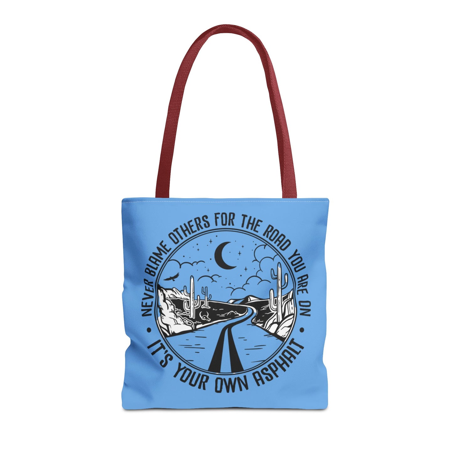 Desert Night Tote — "Never Blame Others for the Road" Inspirational Canvas Bag