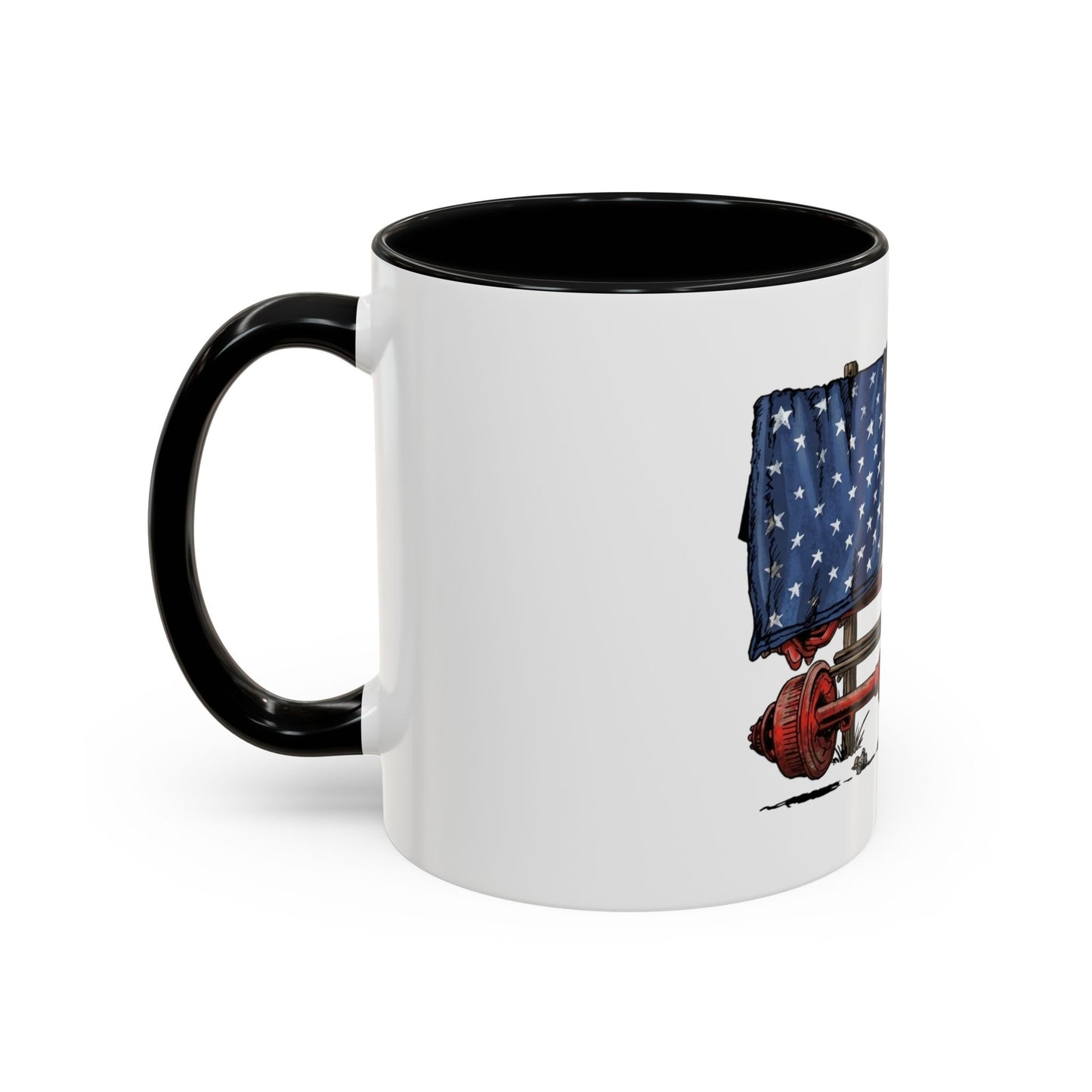 American Flag Swing-Arm Accent Coffee Mug — Patriotic Axles Design (11/15oz)