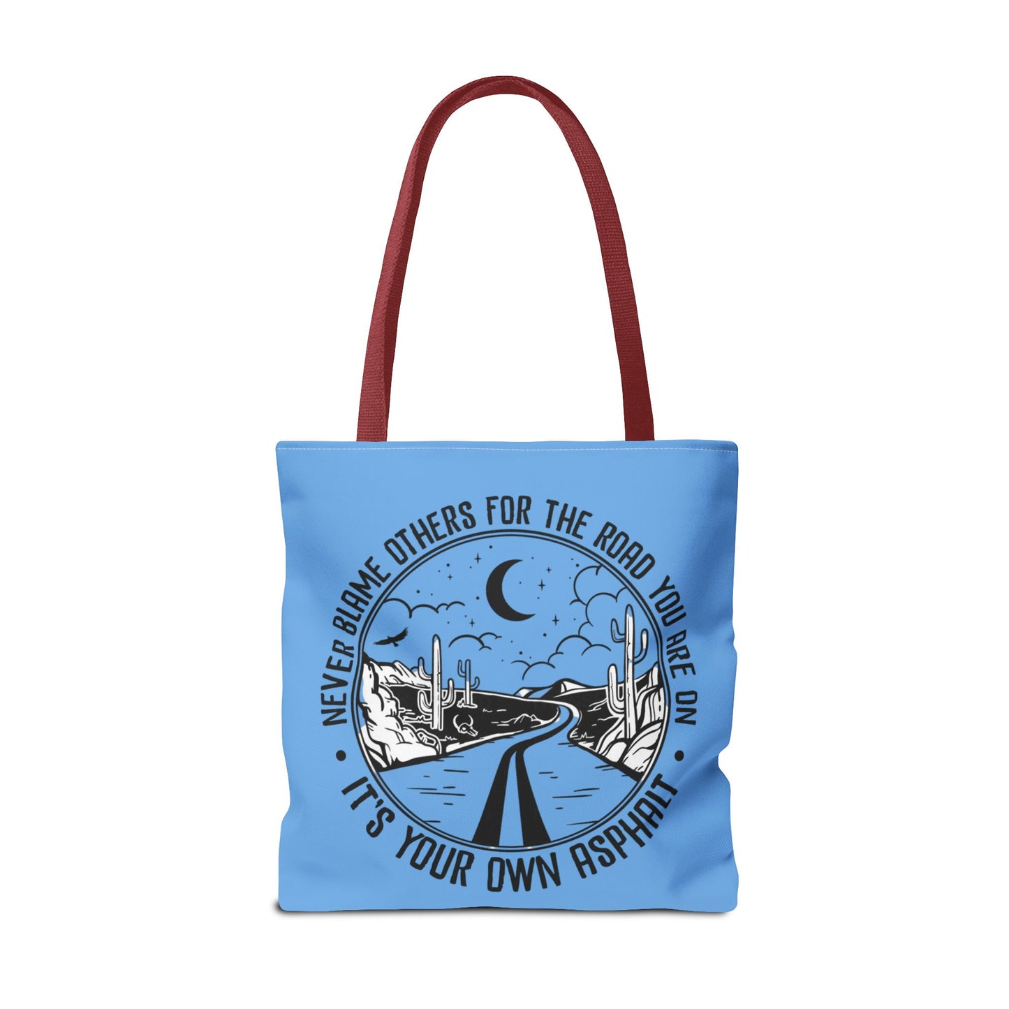 Desert Night Tote — "Never Blame Others for the Road" Inspirational Canvas Bag