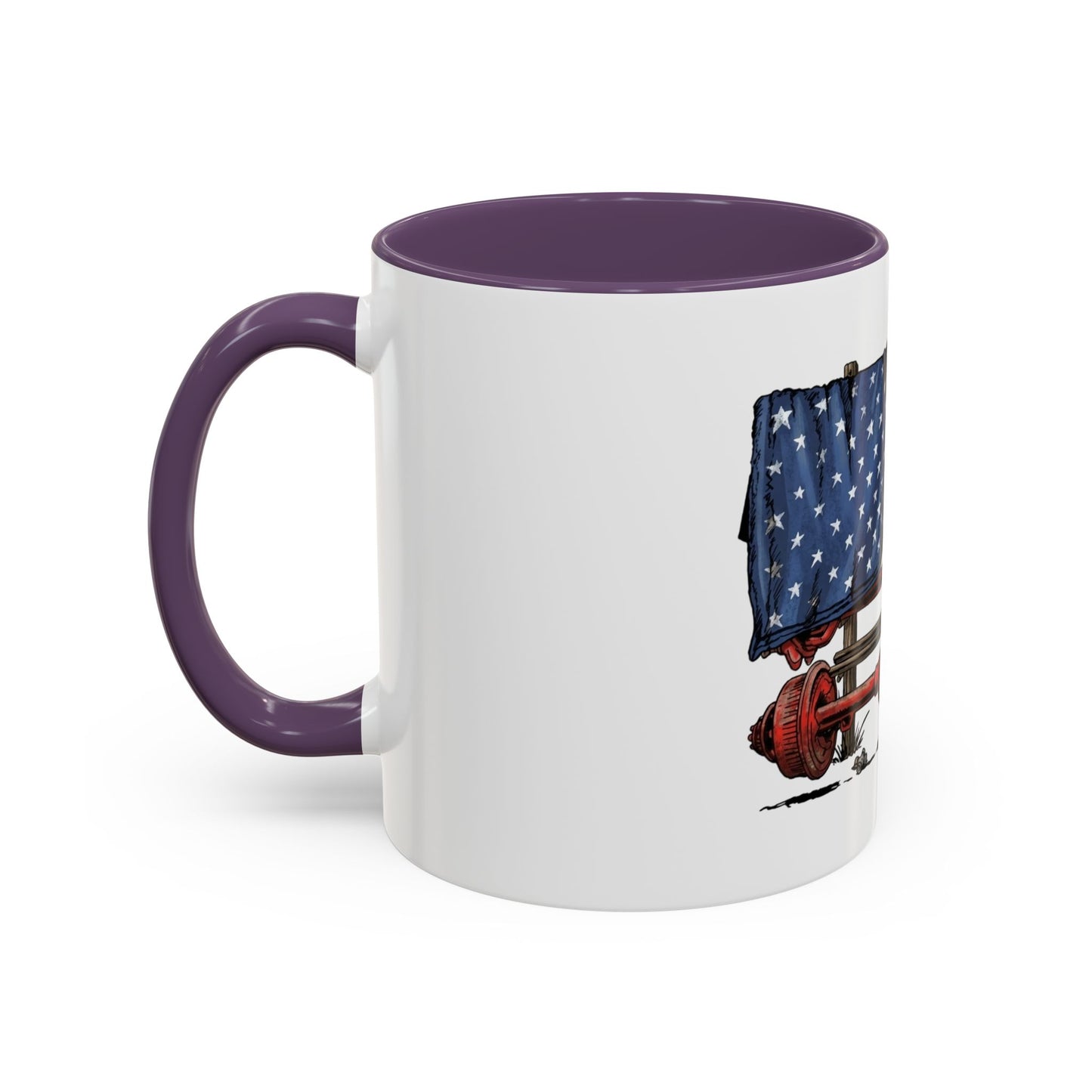 American Flag Swing-Arm Accent Coffee Mug — Patriotic Axles Design (11/15oz)