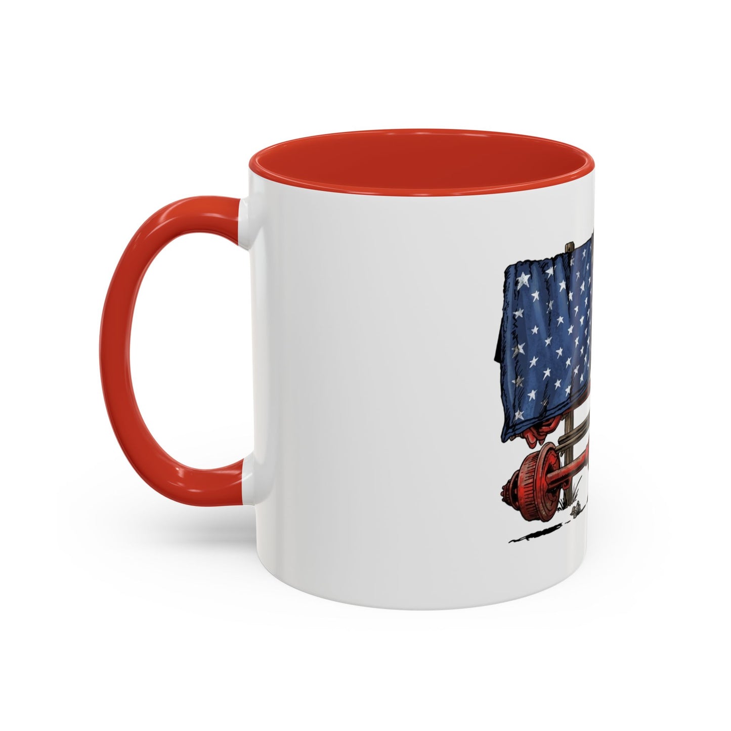 American Flag Swing-Arm Accent Coffee Mug — Patriotic Axles Design (11/15oz)
