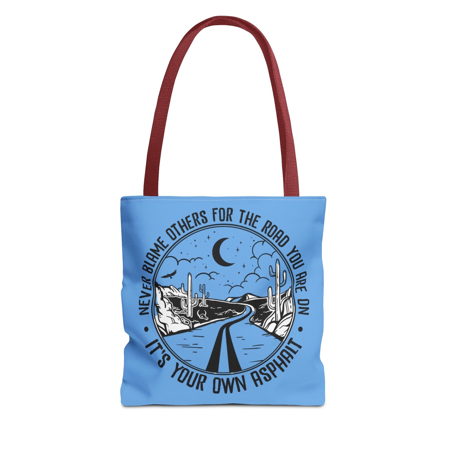 Desert Night Tote — "Never Blame Others for the Road" Inspirational Canvas Bag
