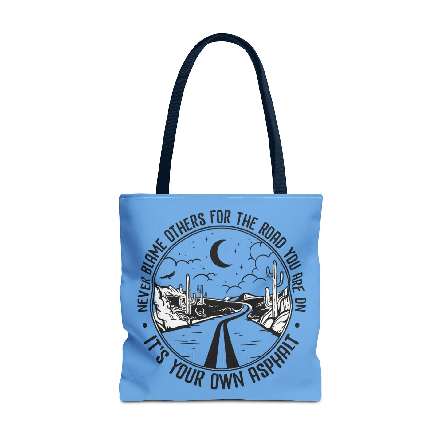 Desert Night Tote — "Never Blame Others for the Road" Inspirational Canvas Bag
