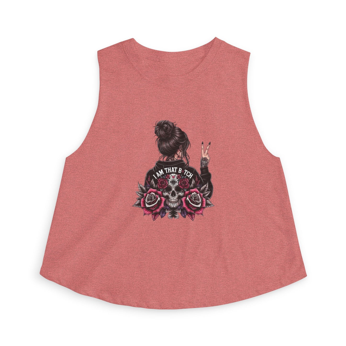 Crop Top — I Am That Bitch Graphic (Skull, Roses & Peace Sign)