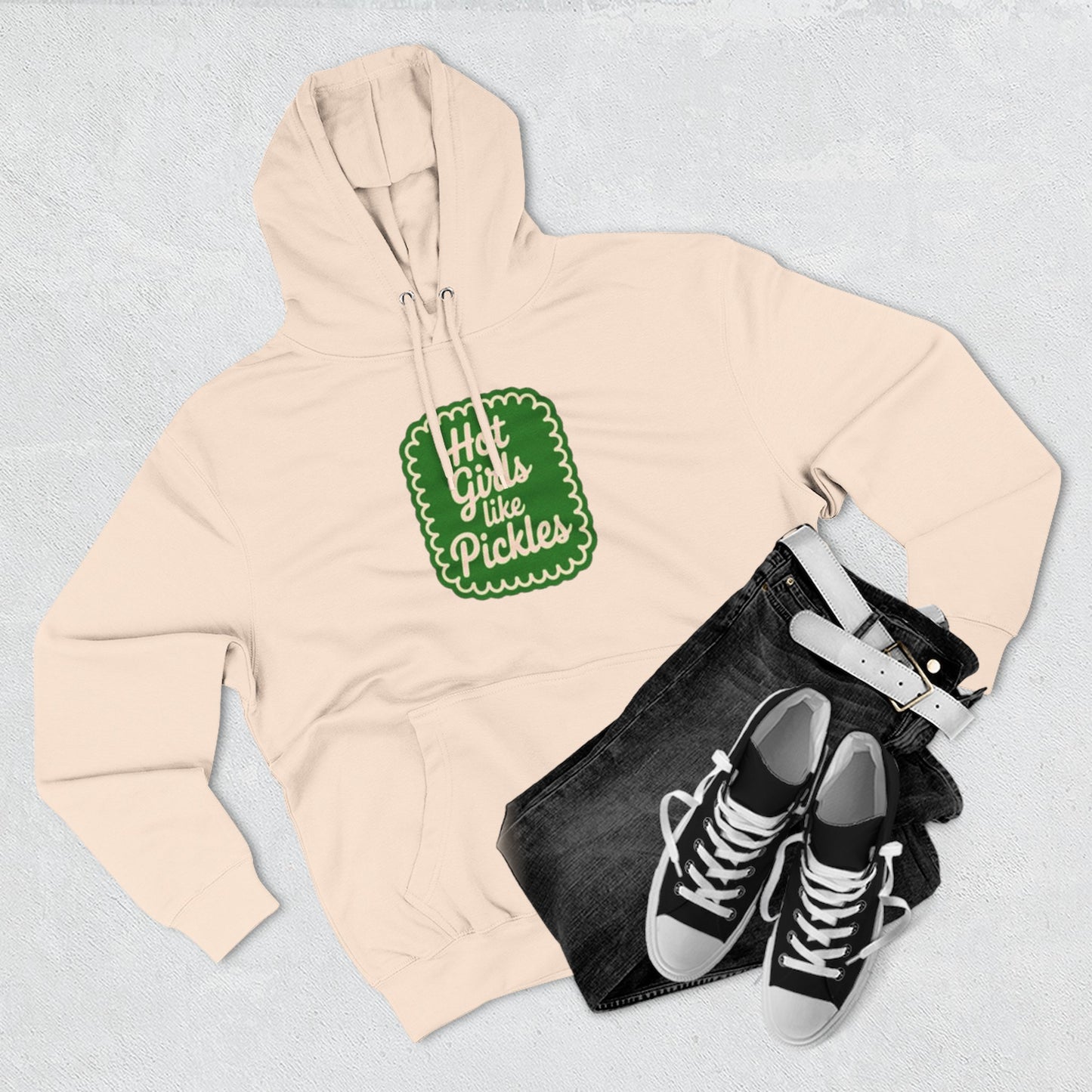 Hot Girls Like Pickles Fleece Hoodie — Three-Panel Comfort Pullover