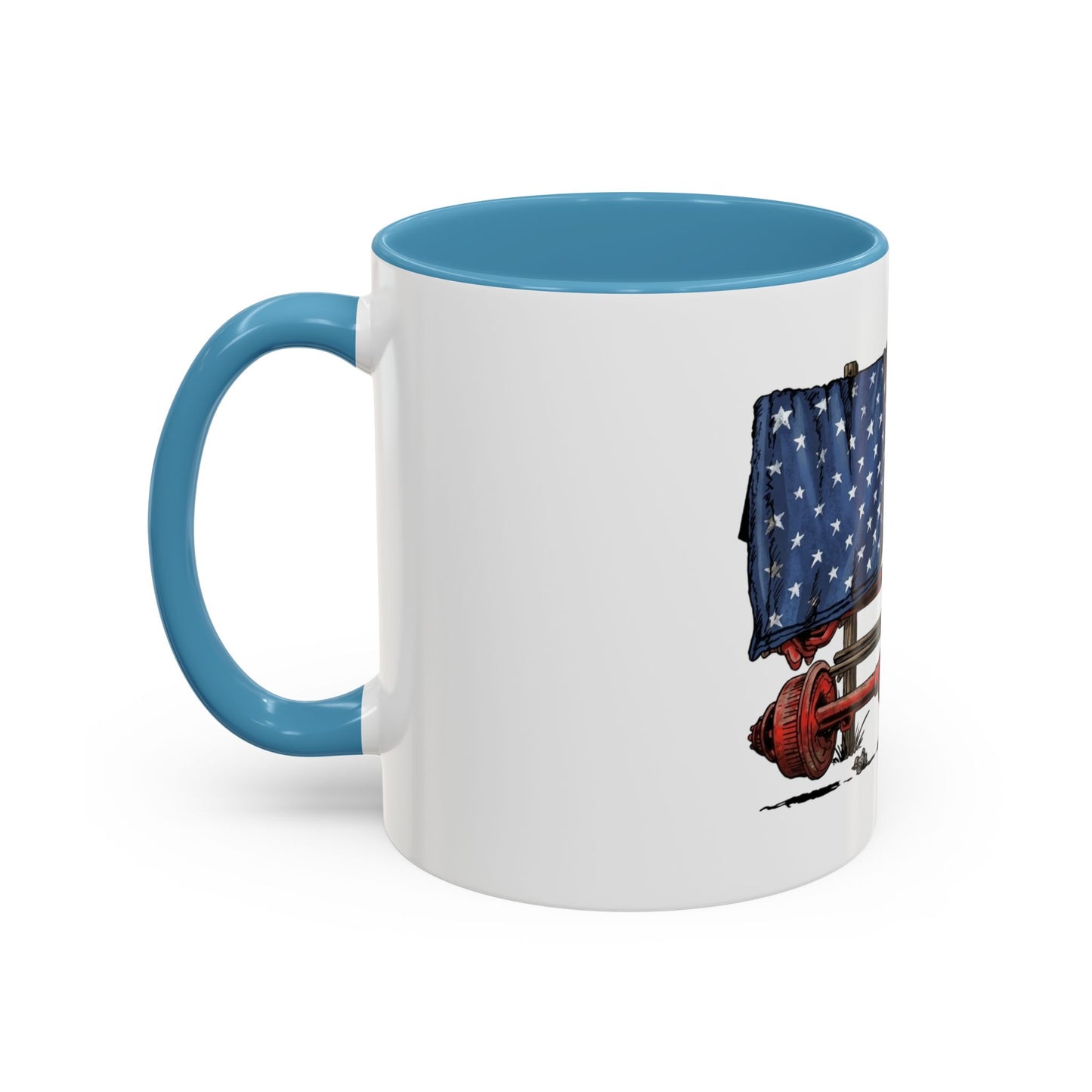American Flag Swing-Arm Accent Coffee Mug — Patriotic Axles Design (11/15oz)