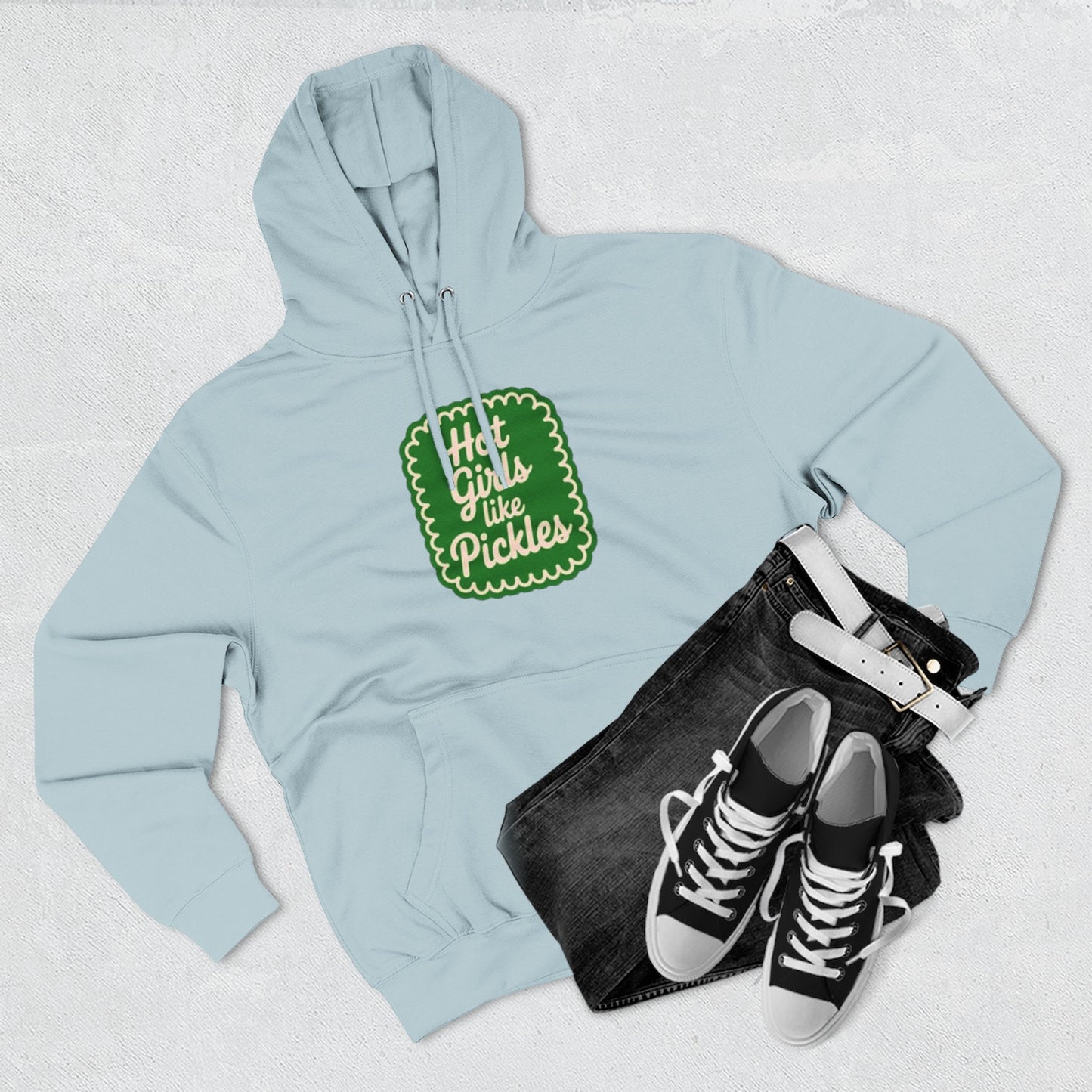 Hot Girls Like Pickles Fleece Hoodie — Three-Panel Comfort Pullover