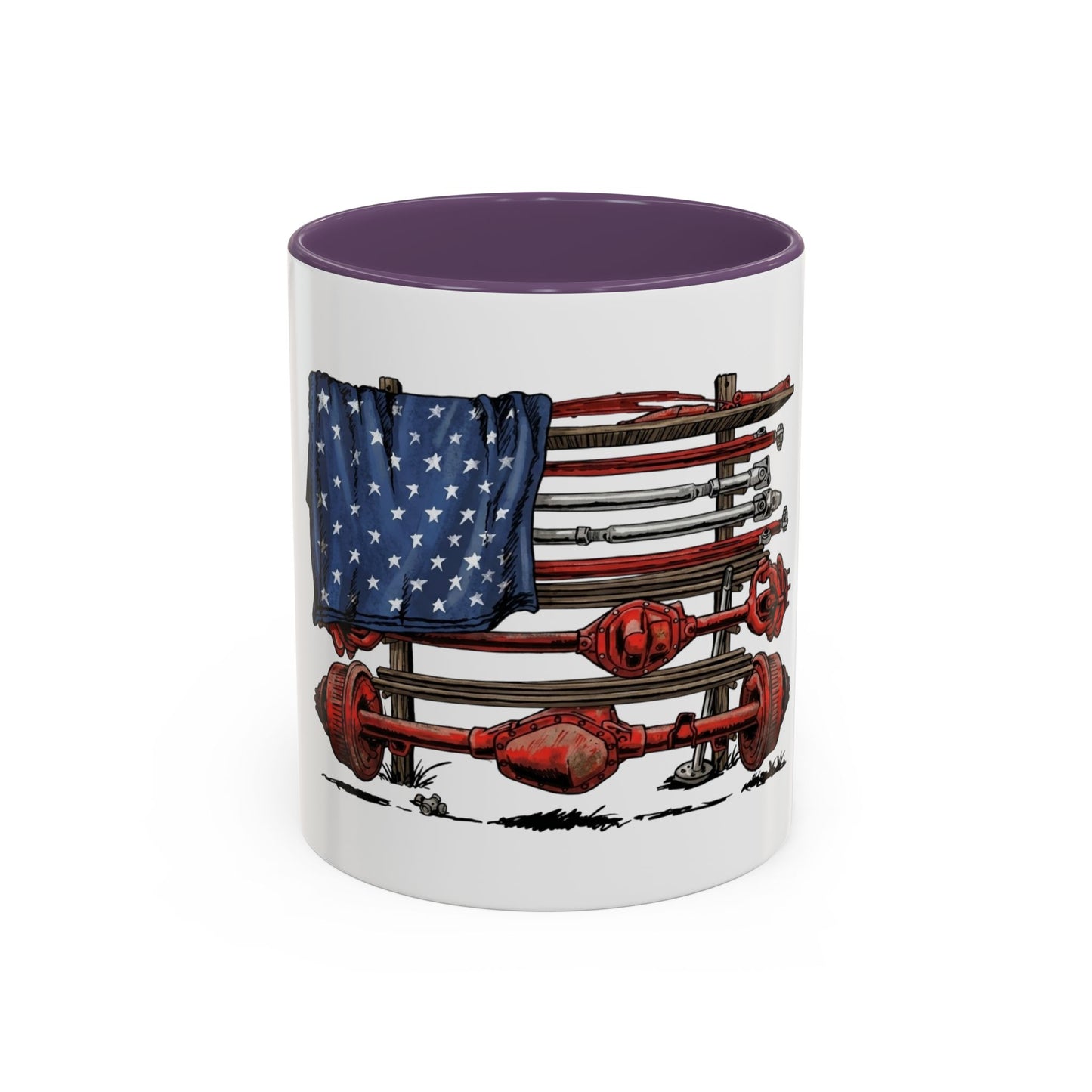 American Flag Swing-Arm Accent Coffee Mug — Patriotic Axles Design (11/15oz)