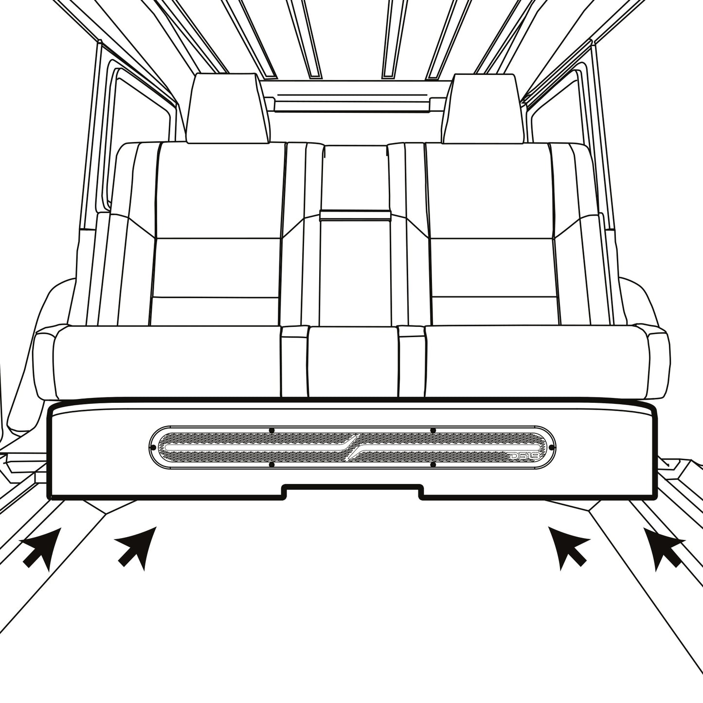 Jeep JT Gladiator Loaded Under Rear Seat Subwoofer Enclosure with 4 X 8" ZR8.2D, Leather Wrapped and Digital LED Lights | 1800 Watts RMS @ 1-Ohm