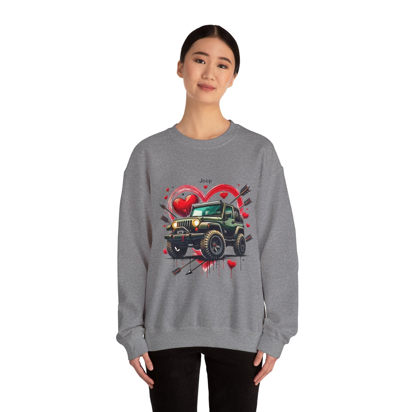 Jeep Love Graphic Crewneck Sweatshirt - Perfect Gift for Adventure Enthusiasts