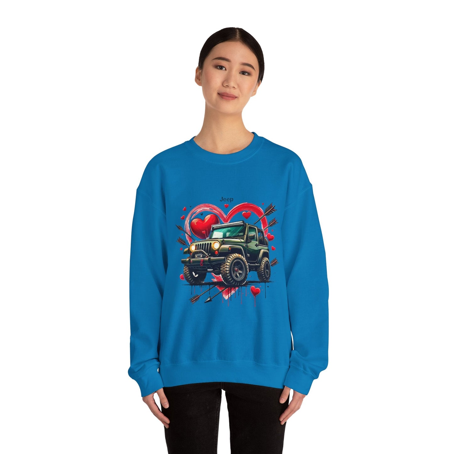 Jeep Love Graphic Crewneck Sweatshirt - Perfect Gift for Adventure Enthusiasts