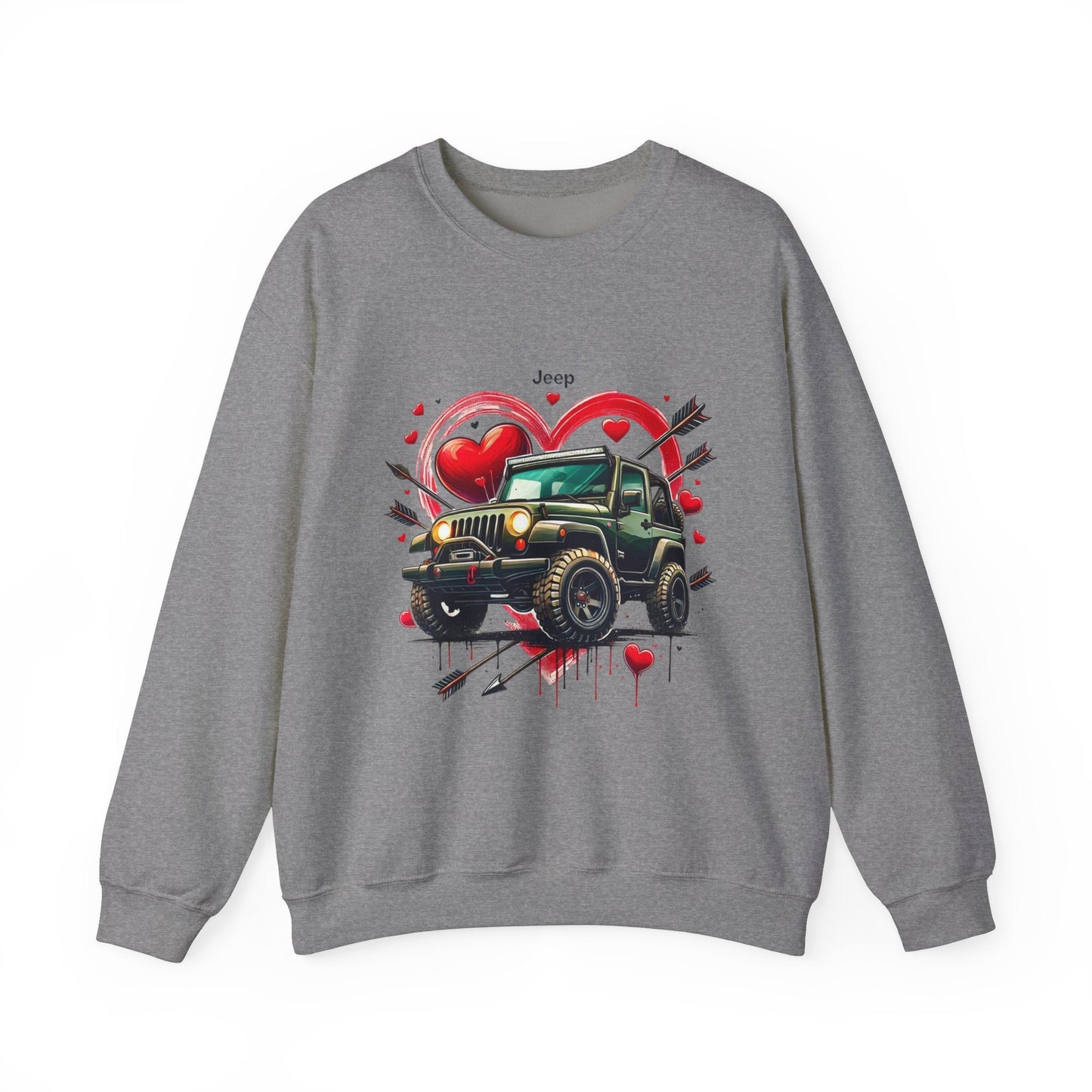 Jeep Love Graphic Crewneck Sweatshirt - Perfect Gift for Adventure Enthusiasts