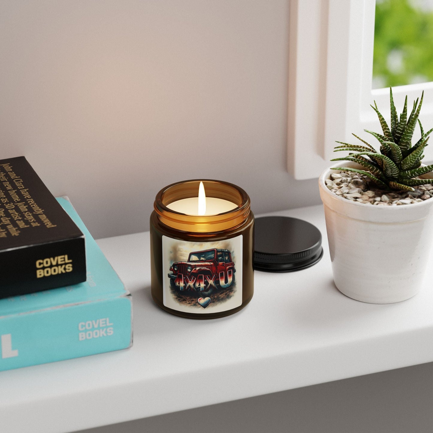 Off-Road Lover 4X4XU Scented Soy Candle - Amber Jar, 4x4 U Design