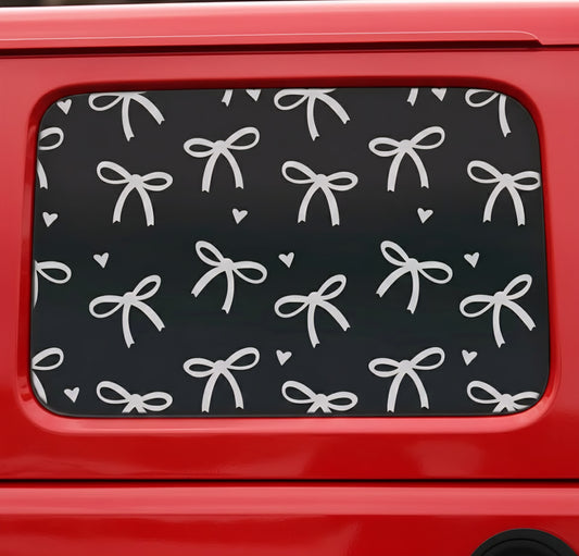 Monochrome Bow and Heart Pattern window decals