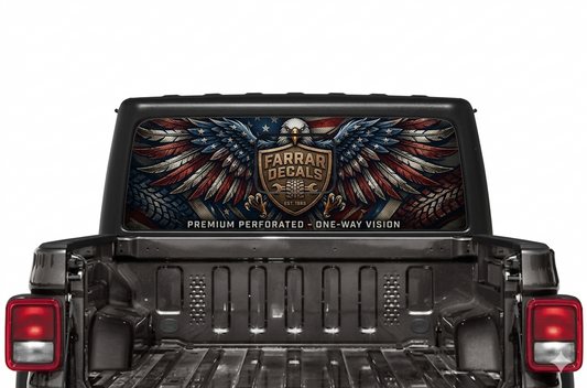 Perforated decal for back glass on Gladiators