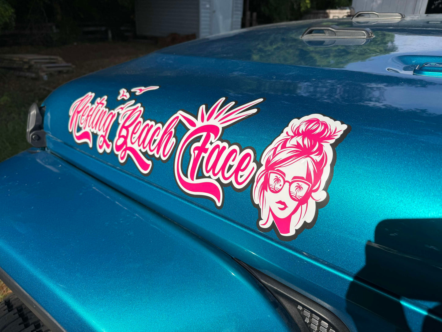 Custom designed Jeep hood name decal set